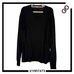 Johnston & Murphy Men’s V-Neck Silk Angora Blend Pullover Sweater‎ Black XL